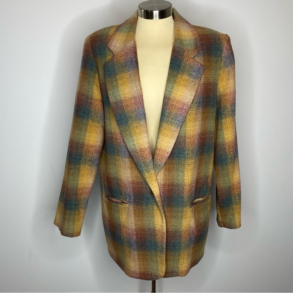 Requirements Vintage Wool Plaid Blazer Jacket
